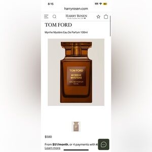 New Tom Ford Myrrhe Mystère Eau De Parfum 100ml